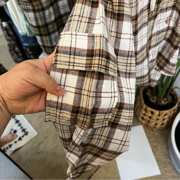 🤍 Derek Heart Plaid Sherpa-Lined Hoodie Shacket Sz S | Cute Cropped Plaid Hoodie - Picture 7 of 11